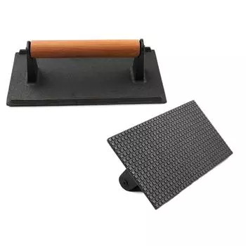 Сверхпрочная доска для пресса для мяса Чугунный гриль Измельчитель гамбургеров Пресс для стейков и бургеров Кухонные гаджеты Rectangular