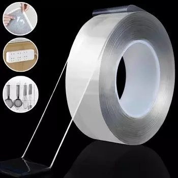 Сверхпрочная двухсторонняя клейкая нанолента, прозрачная, съемная, водонепроницаемая, сверхпрочная липкая полоска, прочная двухсторонняя лента 1-5 м 1M