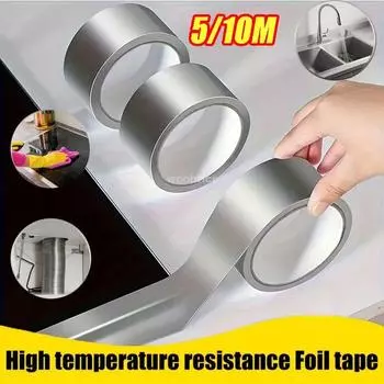 Сверхпрочная клейкая лента из алюминиевой фольги для кухни является маслостойкой, водостойкой и устойчивой к плесени, ее можно прикрепить к плите и раковине.