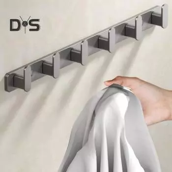 Сверхпрочная стойка для хранения одежды с крючками, прочная несущая, устойчивая к коррозии, настенная стойка для хранения, держатель для ключей L серый