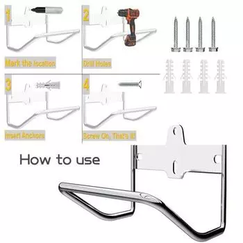 Сверхпрочный держатель для лестницы, прочный несущий, устойчивый к коррозии, настенный органайзер для гаража, стеллаж для хранения лестниц серебряный