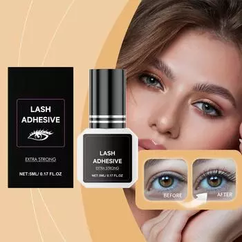 Сверхпрочный клей для ресниц высыхает за считанные секунды и обеспечивает длительную фиксацию для различных типов наращенных ресниц 5 мл One Size
