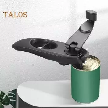 Сверхпрочный консервный нож, ручной съемник крышек для банок с мягкой ручкой, острое лезвие, гладкий край, многофункциональная открывашка для бутылок чёрный