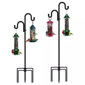 Сверхпрочный крючок для пастуха с 5-зубчатым основанием, садовый крючок, стойка, нержавеющая многофункциональная стойка, крючок для кормушки для птиц, фонарей, цветочных корзин чёрный