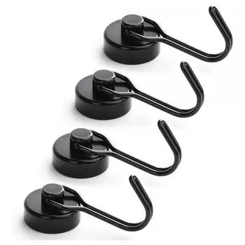 Сверхпрочный магнитный крючок, сильные неодимовые магниты, крючки для домашнего холодильника, гриля, кухонного держателя ключей, черные многоцелевые крючки серебряный