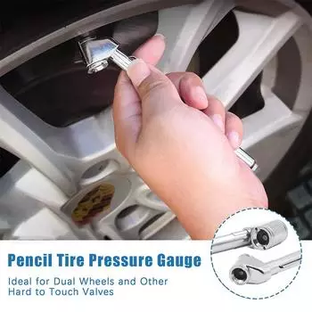 Сверхпрочный манометр карандашного типа для измерения давления в шинах, автомобильный, грузовой, мотоциклетный, ручка-тестер, 10-120 фунтов на квадратный дюйм, инструменты для измерения давления воздуха, аварийное использование серебряный