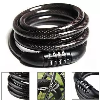 Сверхпрочный прочный мотоциклетный 4-х цифровой кодовый горный велосипедный велосипедный защитный цепной замок с фиксированным паролем противоугонный замок чёрный