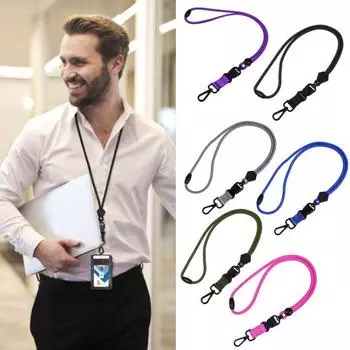 Сверхпрочный ремешок для ключей со съемной пряжкой, быстросъемный регулируемый ремешок для идентификационного бейджа, съемный шейный ремешок чёрный