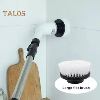 Сверхсильная электрическая вращающаяся щетка для чистки с 7 универсальными насадками Перезаряжаемая беспроводная щетка для пола для ванны и плитки чёрный/белый