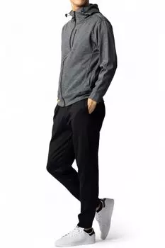 сверху и снизу Длинная Тренировочная Беговая Спортивная Одежда Серый [Benkke] [Удобное прикосновение] Джерси, Мужской Комплект, Рукав, Спортивный, Стильный, Настройка, Носить, темно-серого