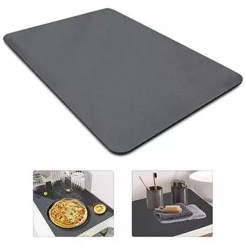 Сверхвпитывающий коврик для сушки кухонной столешницы – термостойкий, нескользящий, с превосходным дренажем для мисок и тарелок 50X60CM чёрный