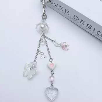 Сверкающая бабочка-кисточка для ключей с любовью, кулон Kawaii, брелок для ключей, сумка, бисер, телефон, цепочка с подвесками, аксессуар для девочек и женщин, ювелирные изделия