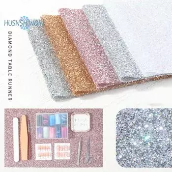 Сверкающая подушка для дизайна ногтей, мягкая противоскользящая подушка для рук, удобная портативная подушка для дизайна ногтей для маникюрного стола серебро белый