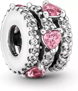 Сверкающая подвеска-сердце с тройным ореолом 791161C01