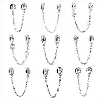 Сверкающая прозрачная защитная цепочка с цветком, подвеска из бисера, подходит для оригинального модного браслета, кулон, ювелирные изделия своими руками для женщин