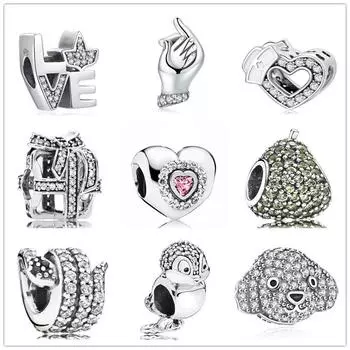 Сверкающая птица, змея, груша, очаровательная бусина для девочки, подходит для оригинального модного браслета, ювелирное изделие своими руками, подарок для женщин