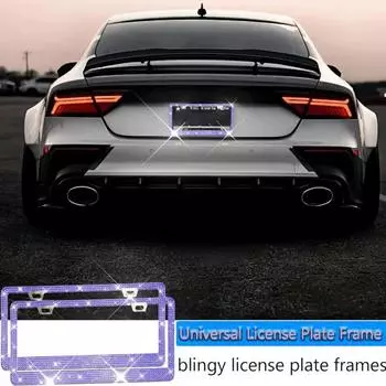 Сверкающая рамка номерного знака, универсальная, простая в установке, рамка номерного знака автомобиля с многогранным держателем пластины со стразами фиолетовый