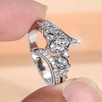 Сверкающее белое обручальное кольцо с кубическим цирконием для женщин, серебряное свадебное украшение 6 серебряный/белый