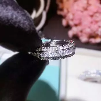 Сверкающее кольцо с кубическим цирконием для женщин, модные роскошные женские аксессуары серебряного цвета, обручальные кольца, ювелирные изделия 2022 6