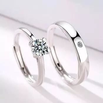 Сверкающее кольцо со стразами для пары, роскошное обручальное свадебное предложение, регулируемое мужское и женское кольцо, модные ювелирные изделия, подарок Mens