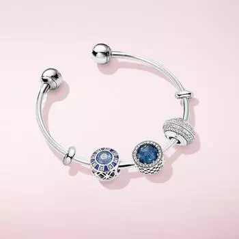 Сверкающее колесо из стерлингового серебра 925 пробы с полностью хрустальной прокладкой, браслет из бисера для женщин, свадебный подарок, модные ювелирные изделия, кастрюля 19cm