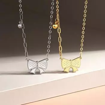 Сверкающее ожерелье-бантик для женщин, легкое, роскошное, темпераментное, для поездок на работу, корейская версия, ключица