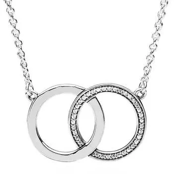 Сверкающее ожерелье Infinity Collier United Regal Crown Hearts с цветком ромашки для стерлингового серебра 925 пробы, очаровательные модные ювелирные изделия своими руками