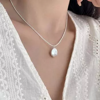 Сверкающее ожерелье из стерлингового серебра 925 пробы, жемчужное ожерелье с пуговицами в стиле барокко, женская легкая роскошная цепочка на ключицы 925