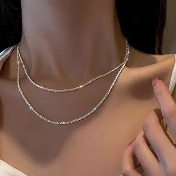 Сверкающее ожерелье на ключице, женское модное колье с геометрическим рисунком, богемное блестящее ожерелье с детскими звездами, аксессуары 1Pc серебряный