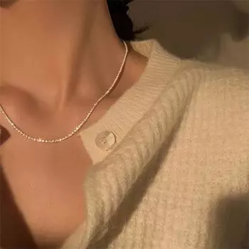 Сверкающее ожерелье серебряного цвета для женщин и девочек, корейский простой стиль, блестящие декоративные украшения на шею