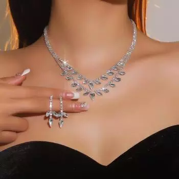 Сверкающее ожерелье-слезинка из бриллиантов, серьги, званый ужин, высококачественные серьги с красными кристаллами, комплект ожерелья