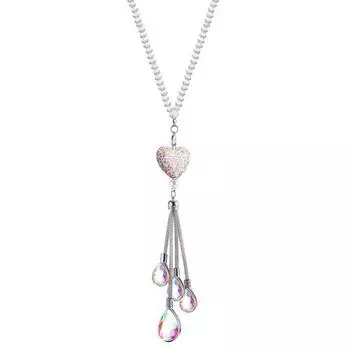 Сверкающее сердце, искусственный кристалл, кисточка, зеркало заднего вида, подвески, бусины, ремешок, подвеска для автомобиля разноцветный