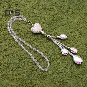 Сверкающее сердце из искусственного хрусталя с кисточкой, зеркало заднего вида, подвески, бусины, ремешок, подвеска для автомобиля, украшение на удачу, подвесное украшение для интерьера