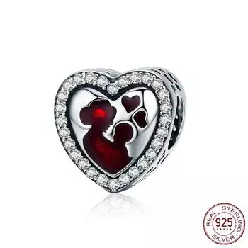 Сверкающее серебро 925 пробы, сверкающее сердце, переплетенные сердечки, очаровательная бусина, подходит для оригинального модного браслета, ювелирные изделия своими руками для женщин