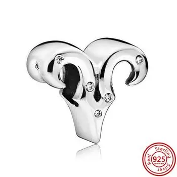 Сверкающее серебро S925, бусины со знаками зодиака 12, созвездия, Овен, Рак, Весы, подвеска, подходит для оригинального браслета, ювелирное изделие, подарок