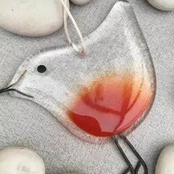 Сверкающее стекло, украшение для рождественской елки, дизайн маленьких птиц/растений, создает атмосферу с подвесной подвеской на окно из веревки A