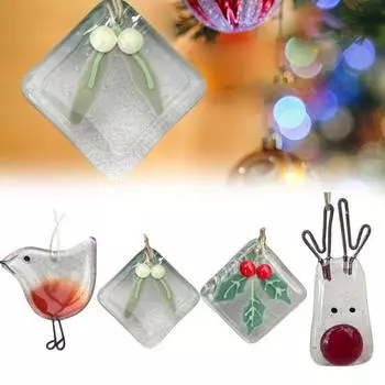 Сверкающее стекло, украшение для рождественской елки, дизайн маленьких птиц/растений, создает атмосферу с подвесной подвеской на окно из веревки A