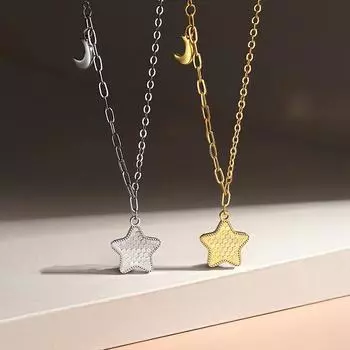 Сверкающее Звезда Луна Ожерелье Женское Легкое Роскошное Темпераментное Ins Звезда Луна