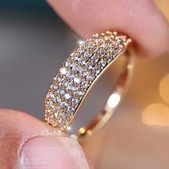 Сверкающие белые циркониевые обручальные кольца для женщин, модные золотые кольца, свадебные украшения 6 золотой