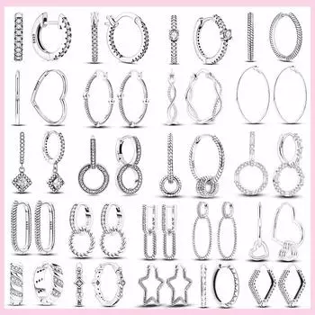 Сверкающие цирконовые серьги-кольца из серебра 925 пробы, круглые серьги в форме сердца для женщин, свадебные украшения для помолвки белый