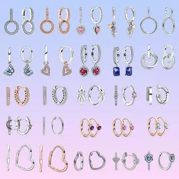 Сверкающие двойные серьги-кольца из стерлингового серебра S925 для женщин, модные ювелирные изделия, подарки на день рождения, день матери