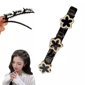 Сверкающие хрустальные камни плетеные заколки для волос двойная челка женские заколки плетеные укладочные головные уборы H7Y3 style5-One size