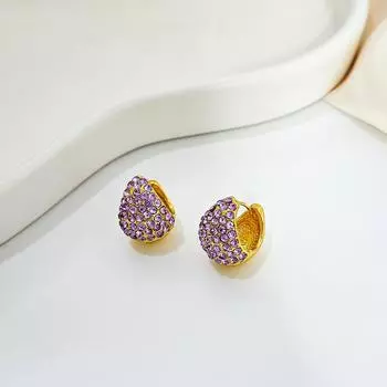 Сверкающие и нежные фиолетовые серьги-капли с полным цирконом для повседневного ношения/минимальной роскоши фиолетовый