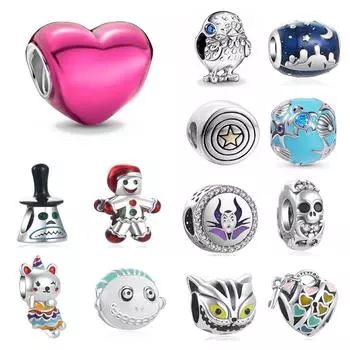 Сверкающие милые цыпочки, металлические розовые сердечки, очаровательные бусины, подходят для оригинального модного браслета, кулон, ювелирные изделия своими руками для женщин