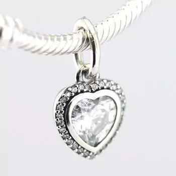 Сверкающие подвески из стерлингового серебра 925 пробы с подвесками в форме любви, прозрачные бусины для изготовления ювелирных изделий, подходят для оригинальных браслетов