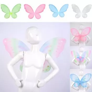 Сверкающие прозрачные крылья феи ангела для девочек, карнавальный костюм для детей, фотографий, маскарада, Хэллоуина, Рождественской вечеринки белый