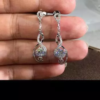 Сверкающие роскошные ювелирные изделия из стерлингового серебра 925 пробы, капли воды, AAAAA, цирконий, вечерние женские свадебные висячие серьги в подарок белый