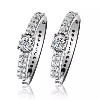Сверкающие серьги-кольца из стерлингового серебра 925 пробы, свадебные серьги для женщин, прозрачные серьги с цирконием, ювелирные изделия Pendientes Brincos