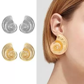 Сверкающие серьги-раковины из сплава, новинка, серьги-гвоздики в этническом стиле, женские ювелирные аксессуары для праздничной вечеринки золотистый