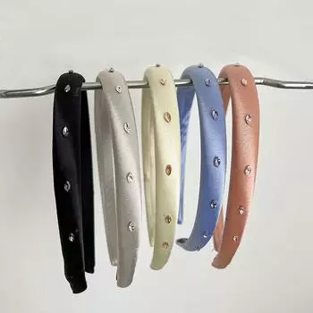 Сверкающие стразы повязка на голову для волос с тонкими краями, маленькая губка, аксессуары, головной убор 15.5*1.5cm чёрный